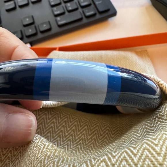 Hermès Equipe Blue and Pink Bangle Large Model New in Box - color Ecume - Picture 5 of 5